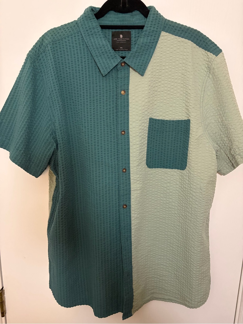 Junk Food Clothing Two-Tone Teal & Mint Waffle Button-Down Shirt
